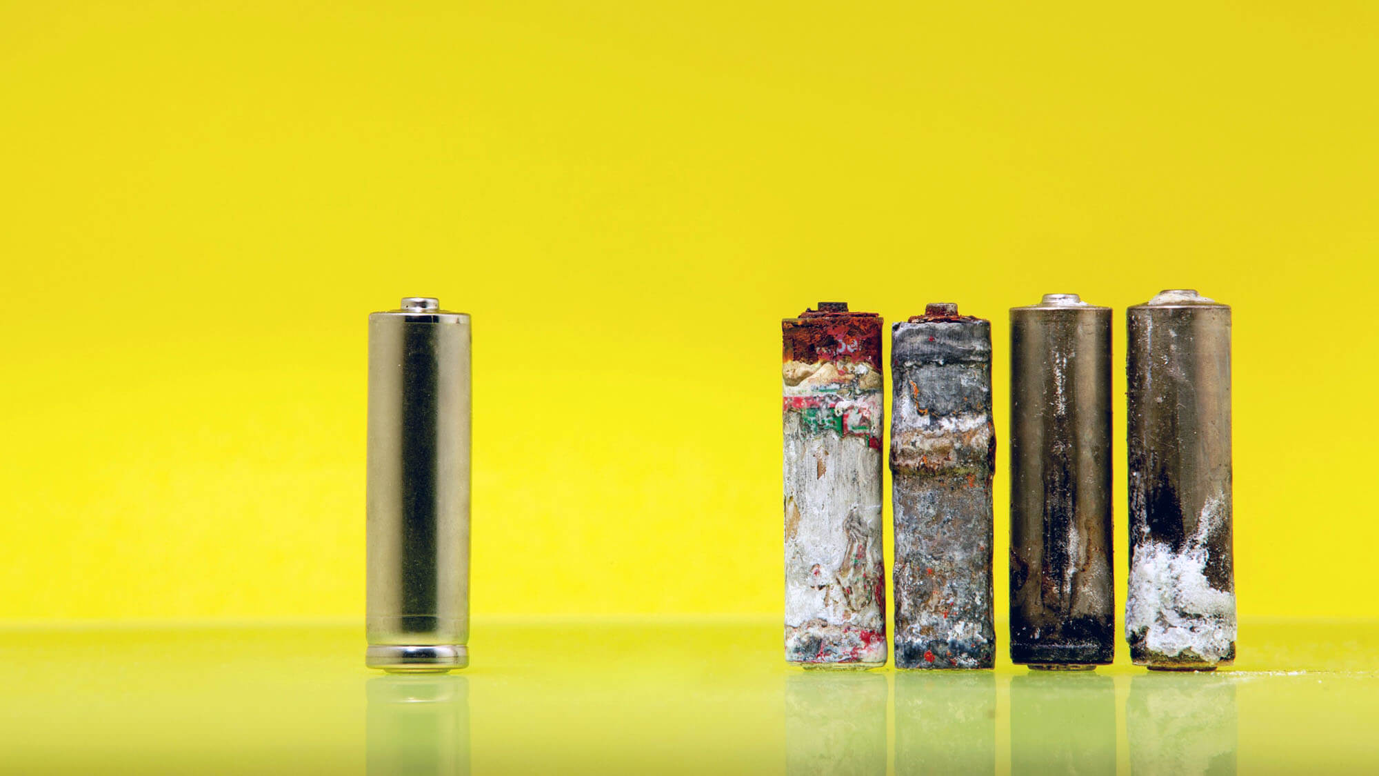 Social Distancing concept - battery spaced apart so they don't fall showing social distancing