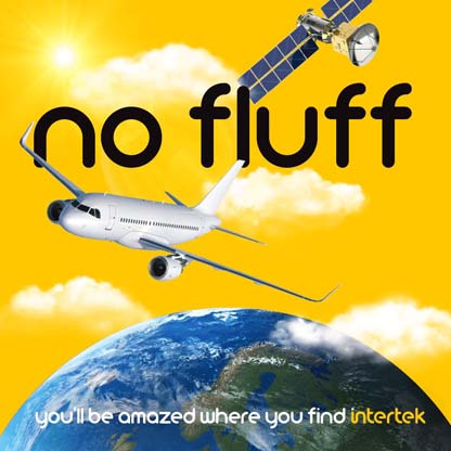 Collage showing satellite and passenger plane above the Earth with a yellow sky and cloud background.